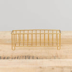 Fog Linen Work Home Baskets Narrow Brass Wire Basket Brass / 8" L X 2.5" W X 3" H