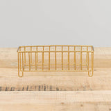 Fog Linen Work Home Baskets Narrow Brass Wire Basket Brass / 8" L X 2.5" W X 3" H