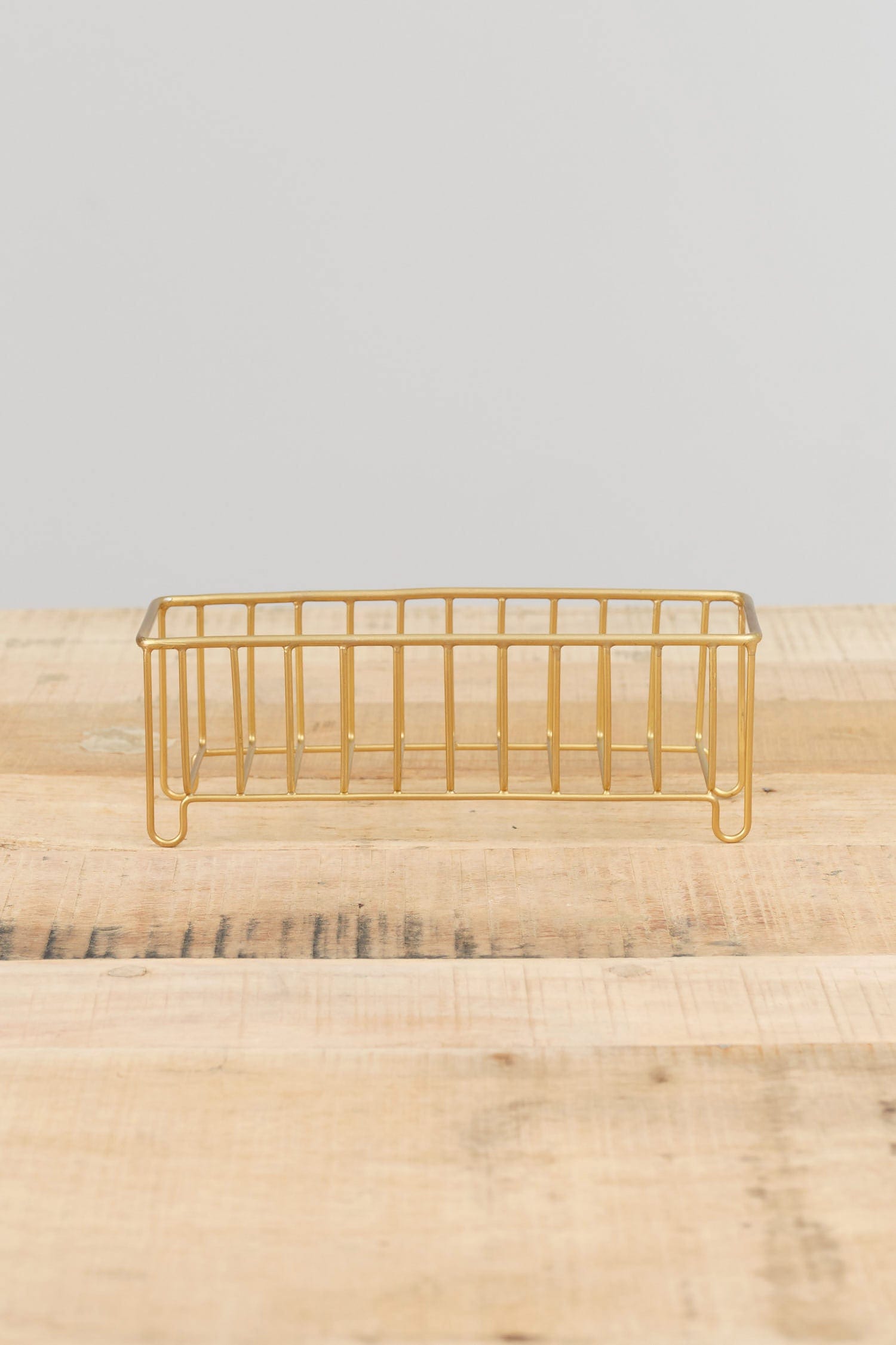 Fog Linen Work Home Baskets Narrow Brass Wire Basket Brass / 8" L X 2.5" W X 3" H