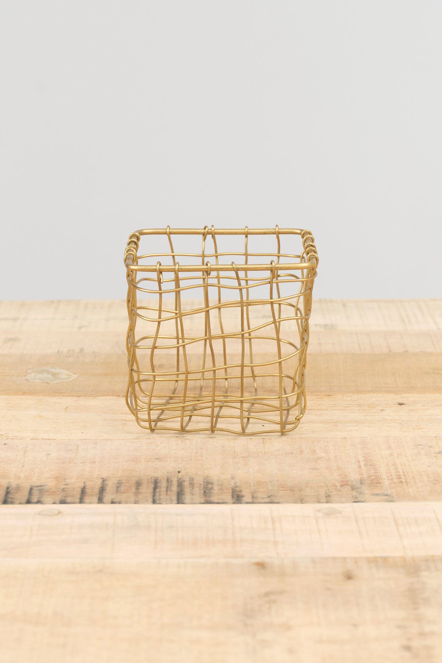 Fog Linen Work Home Baskets Square Brass Basket Brass / 4.5" L X 4.5" W X 4.25" H