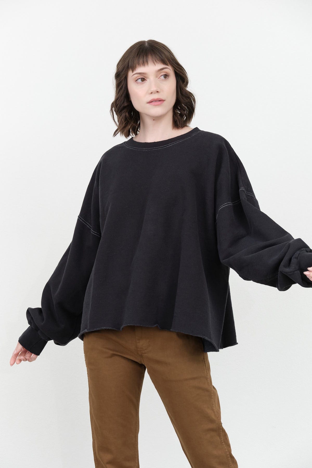 Rachel Comey Apparel Womens Blouses Fonder Sweatshirt in Charcoal Charcoal / XS/S