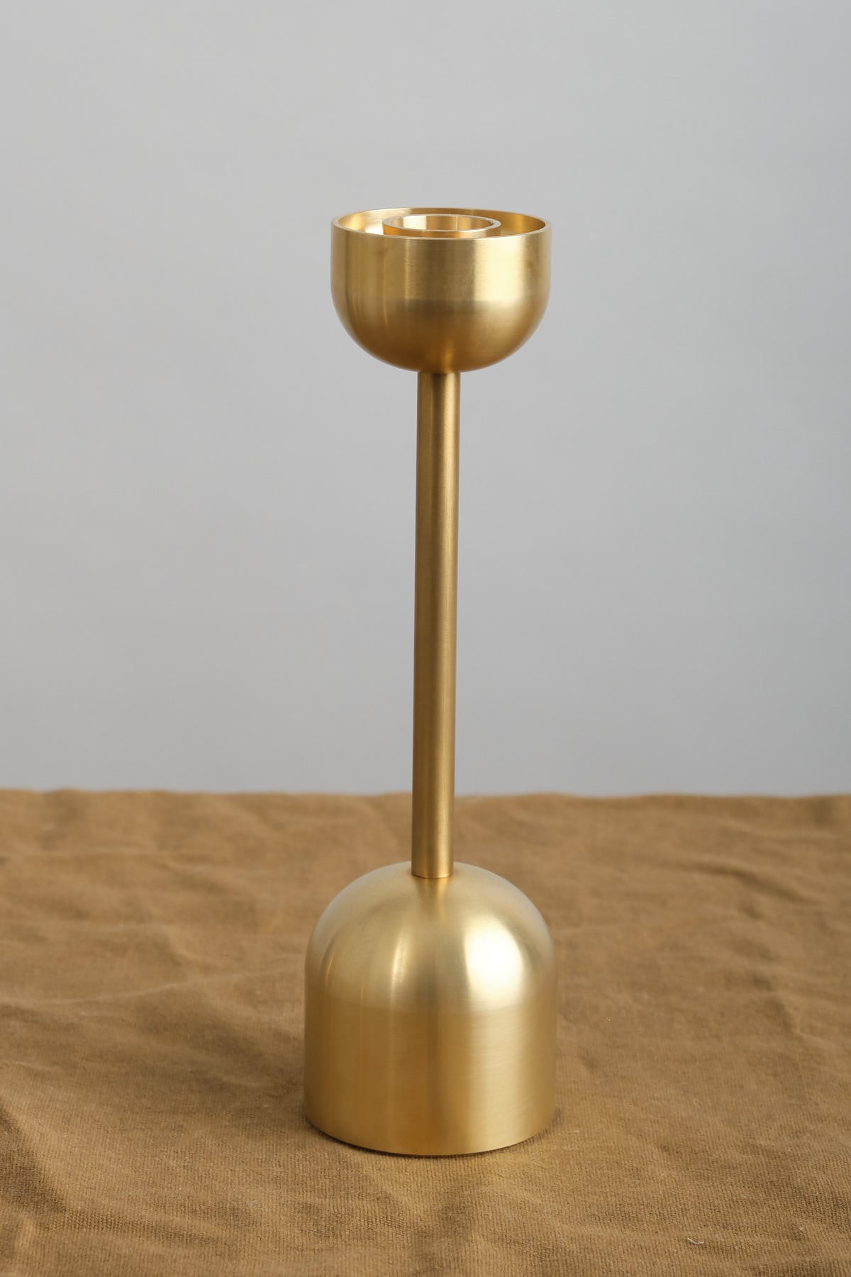 Brass Small Dome Spindle Candle Holder