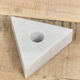 Fort Standard Home Candle Holders Triangle Marble Candle Holder White Carrara / 3.5" L X 3.5" W X 1.25" H