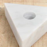 Fort Standard Home Candle Holders Triangle Marble Candle Holder White Carrara / 3.5" L X 3.5" W X 1.25" H