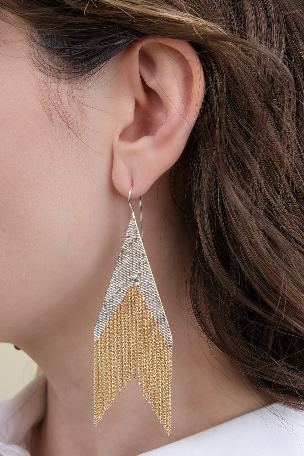 long brass earrings