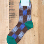 Hansel From Basel Accessories Socks and Tights Brushed Ikat Checkers Crew Socks Blue