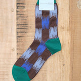 Hansel From Basel Accessories Socks and Tights Brushed Ikat Checkers Crew Socks Blue