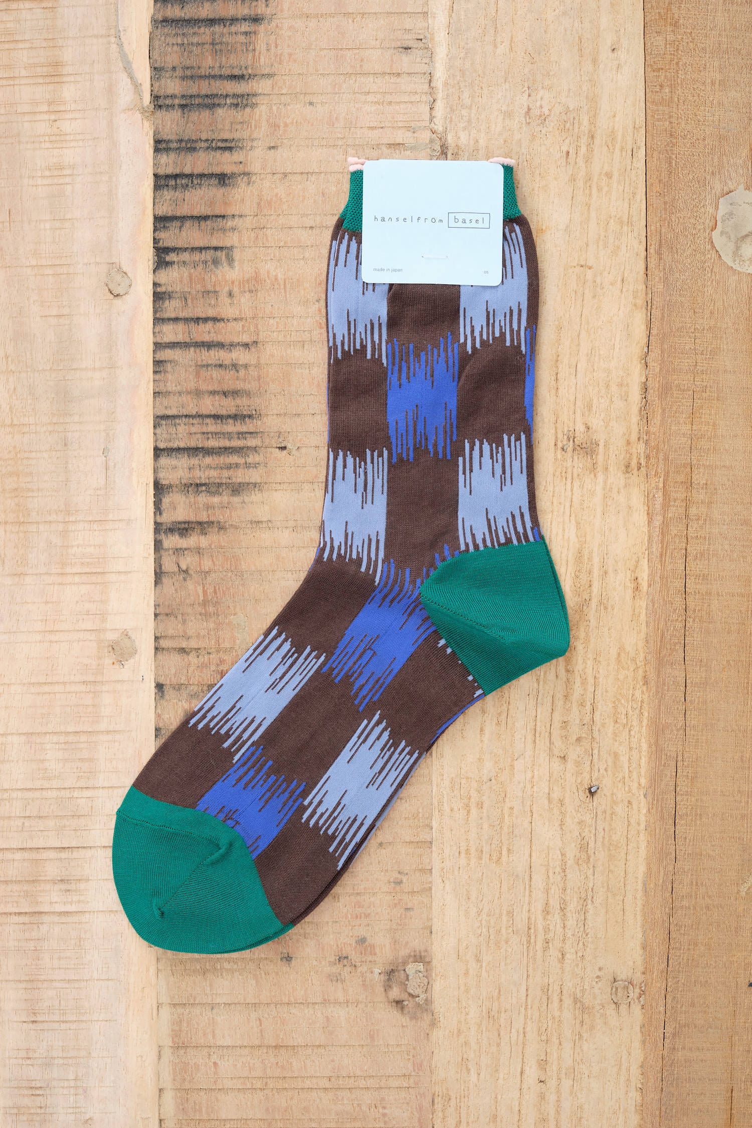 Hansel From Basel Accessories Socks and Tights Brushed Ikat Checkers Crew Socks Blue