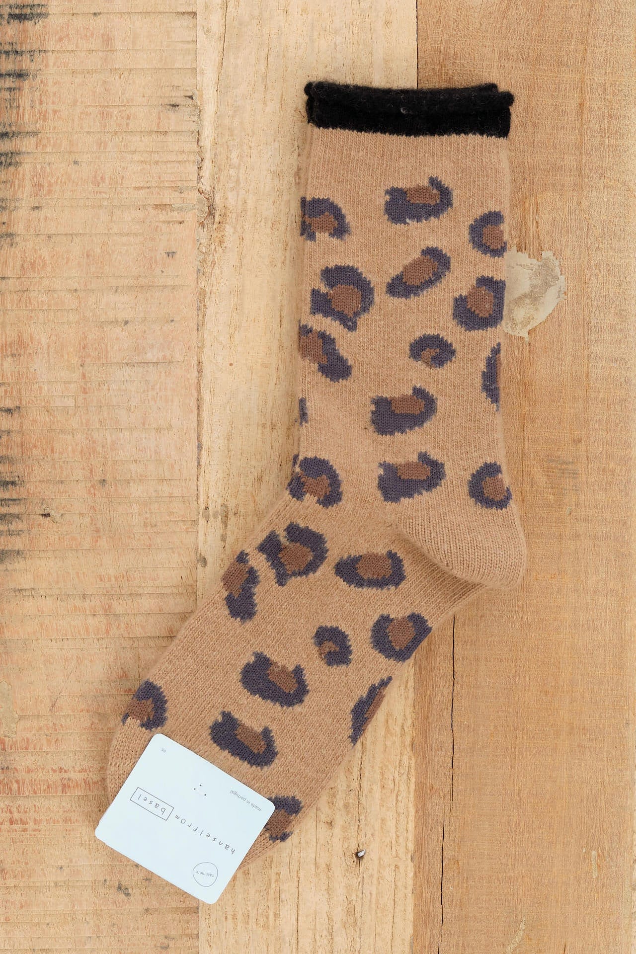 Hansel From Basel Accessories Socks and Tights Cheetah Cashmere Crew Socks Camel / One Size