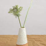Humble Ceramics small Mudra vase in Sandstone/Snow White