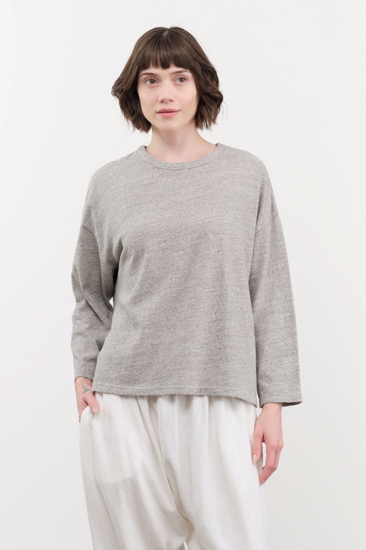 Ichi Antiquities Apparel Womens Lounge Cotton Pullover Gray / One Size
