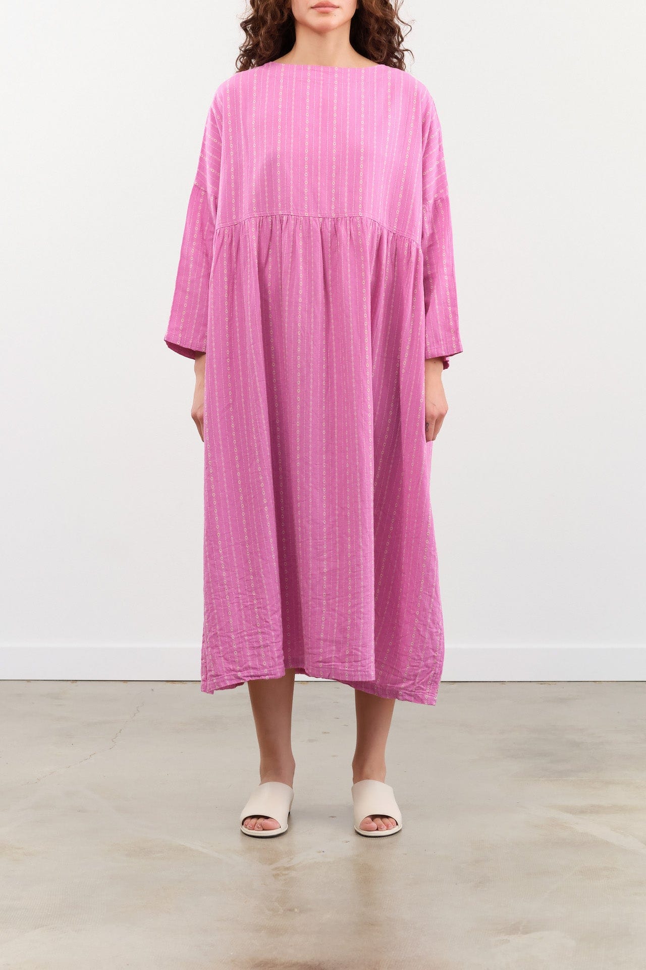 Ichi Antiquities Apparel Womens Dresses Dobby Stripe Dress Pink x Natural / One Size