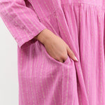 Ichi Antiquities Apparel Womens Dresses Dobby Stripe Dress Pink x Natural / One Size