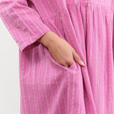 Ichi Antiquities Apparel Womens Dresses Dobby Stripe Dress Pink x Natural / One Size