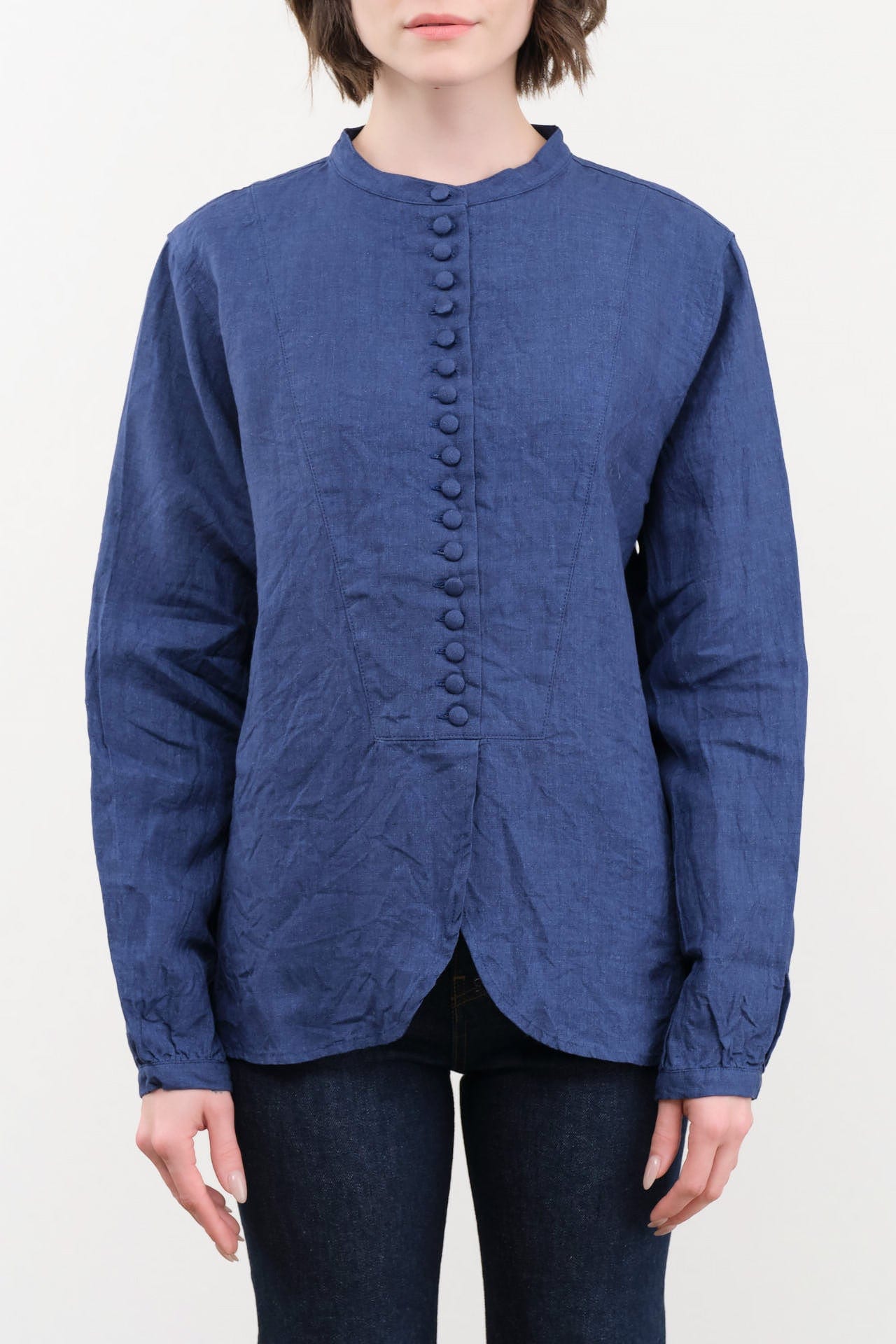 Ichi Antiquities Apparel Womens Blouses Indigo Linen Shirt Indigo / One Size