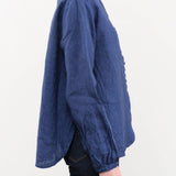 Ichi Antiquities Apparel Womens Blouses Indigo Linen Shirt Indigo / One Size