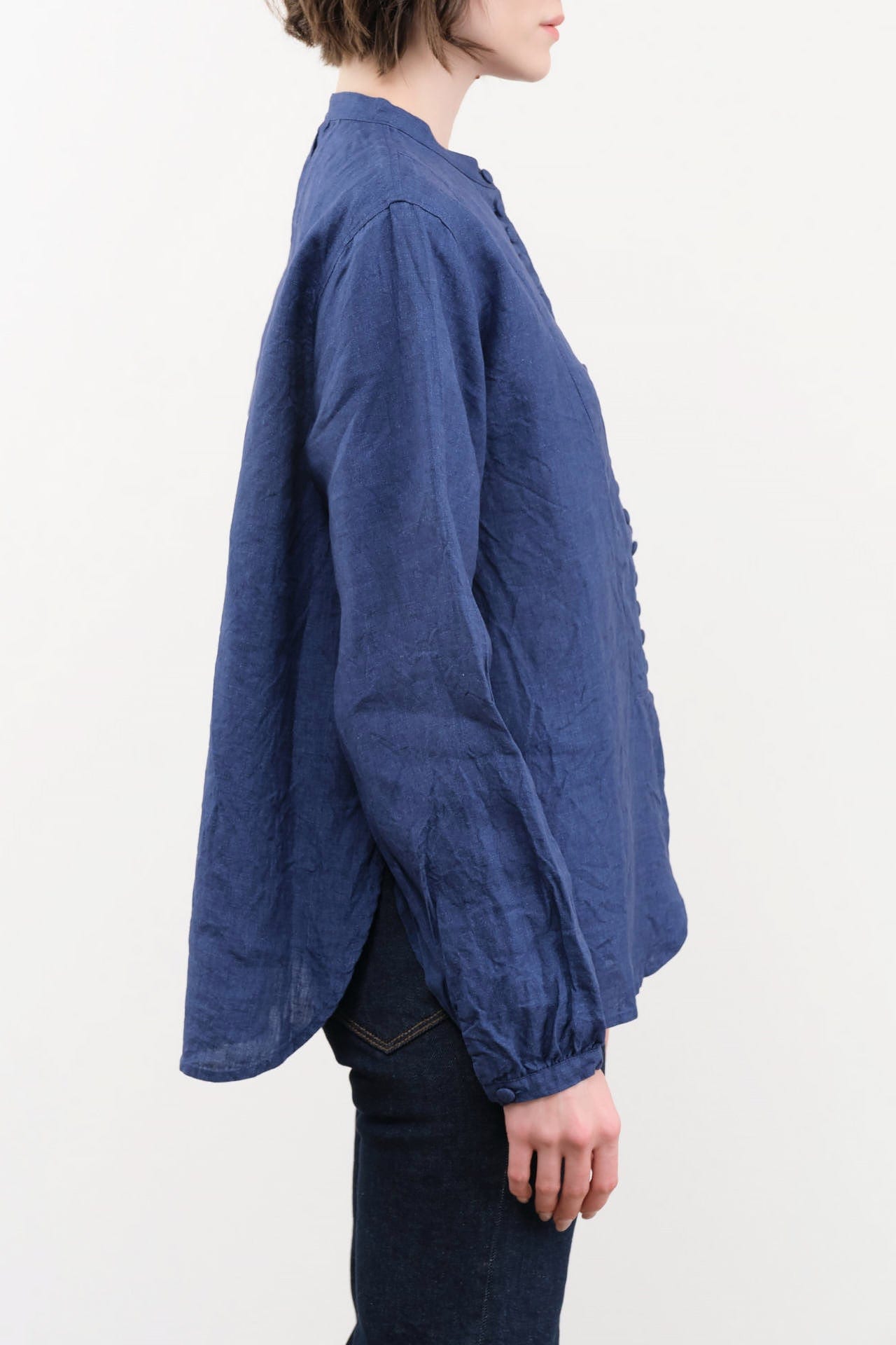 Ichi Antiquities Apparel Womens Blouses Indigo Linen Shirt Indigo / One Size