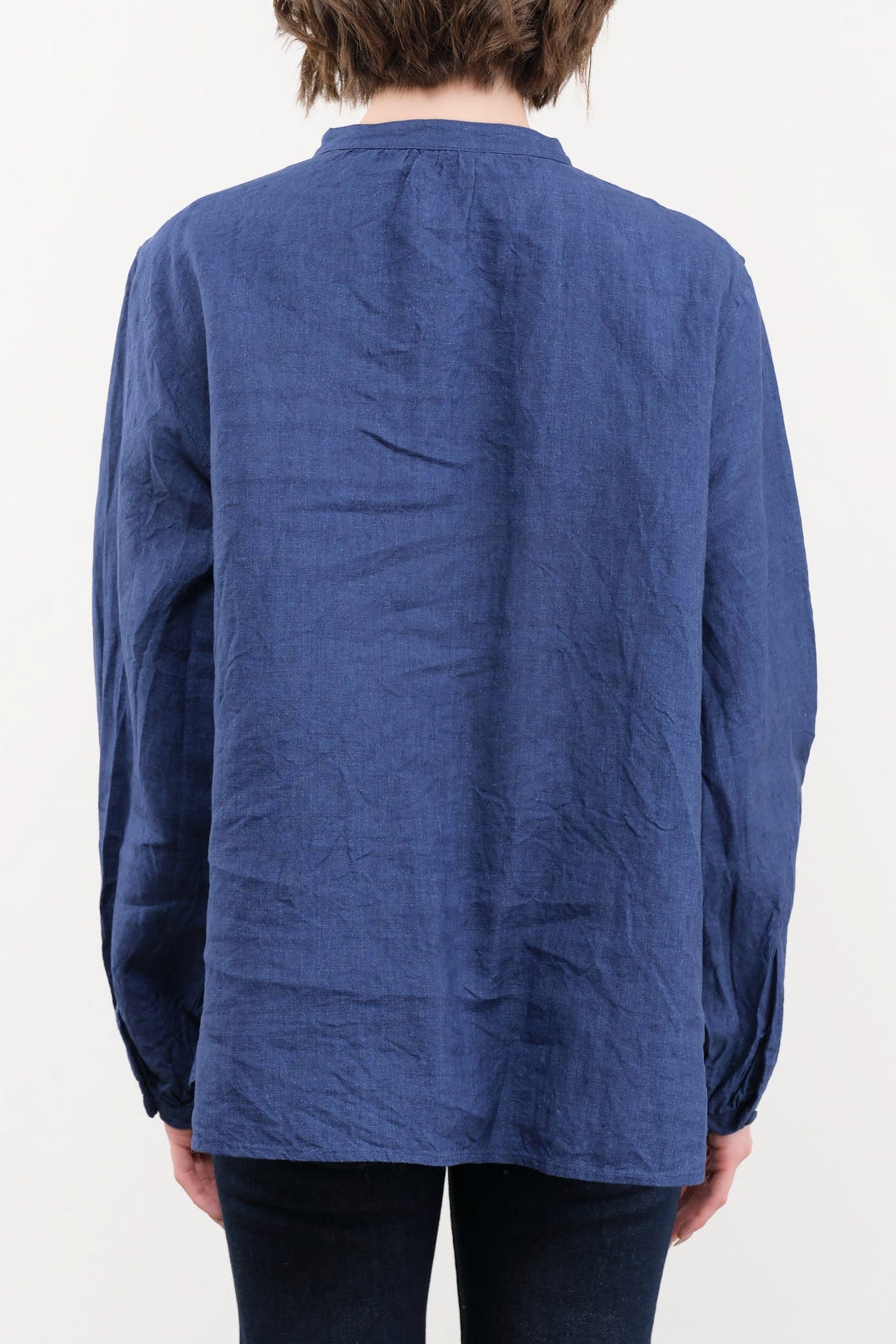 Ichi Antiquities Apparel Womens Blouses Indigo Linen Shirt Indigo / One Size