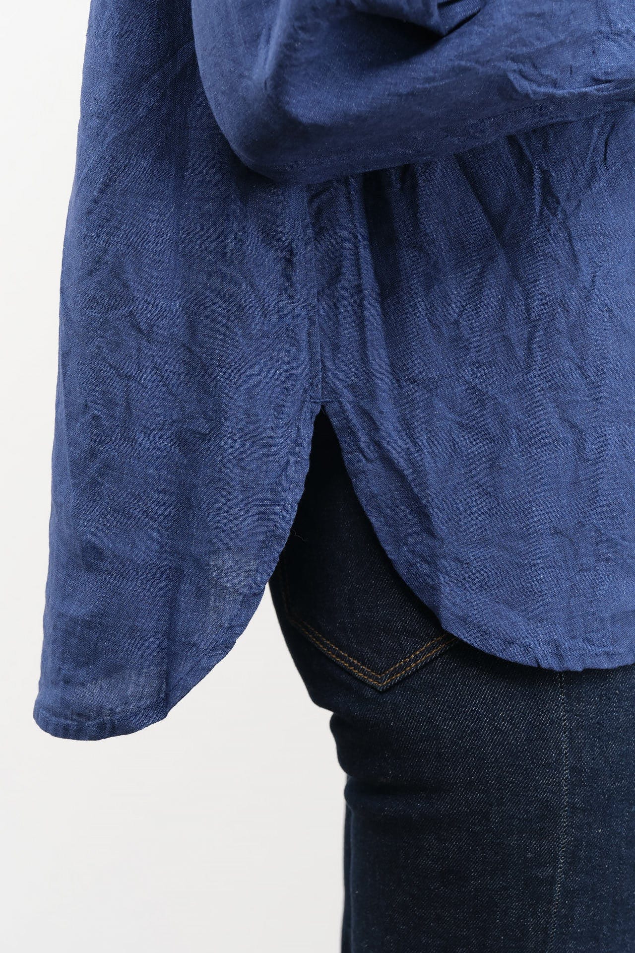 Ichi Antiquities Apparel Womens Blouses Indigo Linen Shirt Indigo / One Size