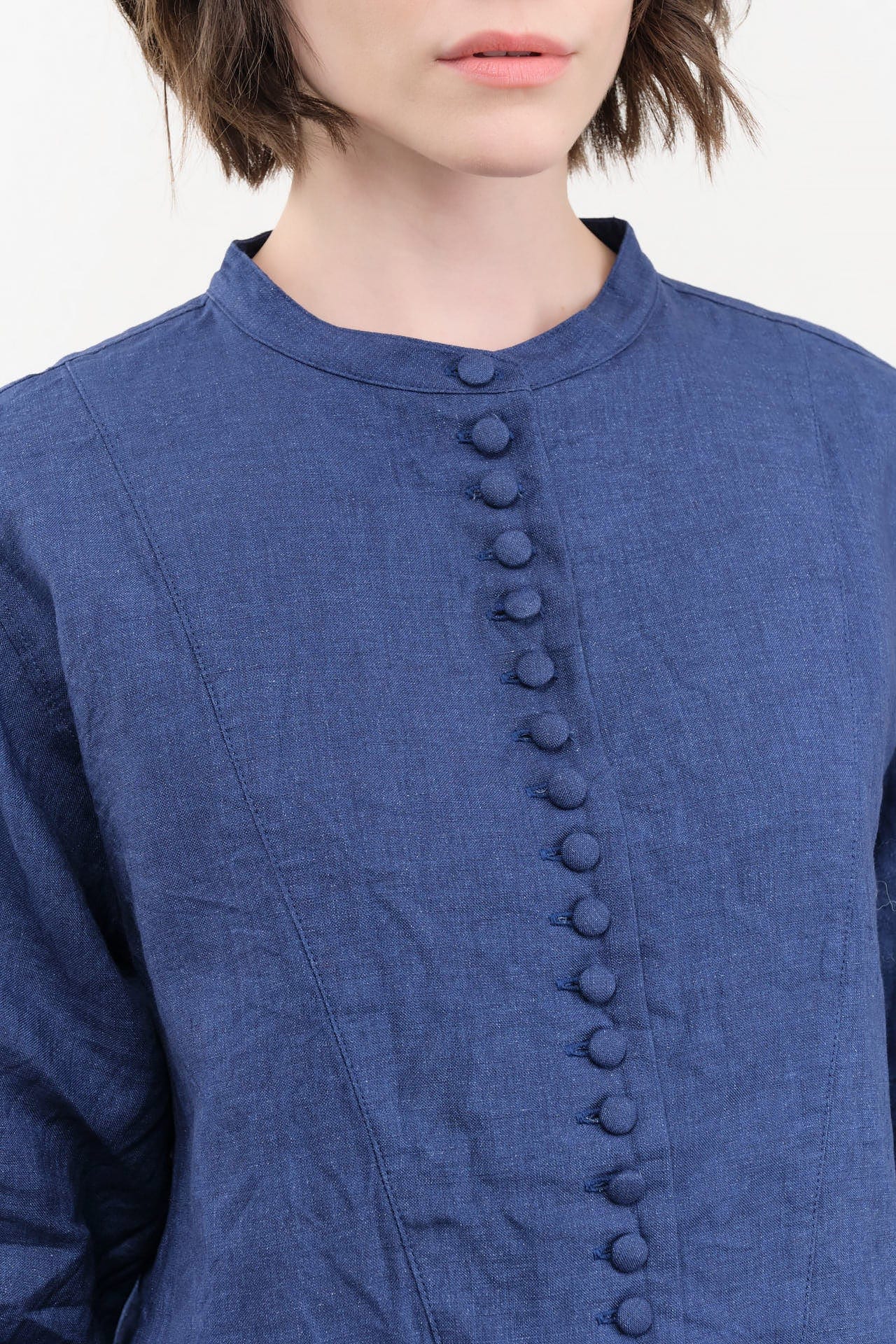 Ichi Antiquities Apparel Womens Blouses Indigo Linen Shirt Indigo / One Size