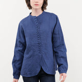 Ichi Antiquities Apparel Womens Blouses Indigo Linen Shirt Indigo / One Size