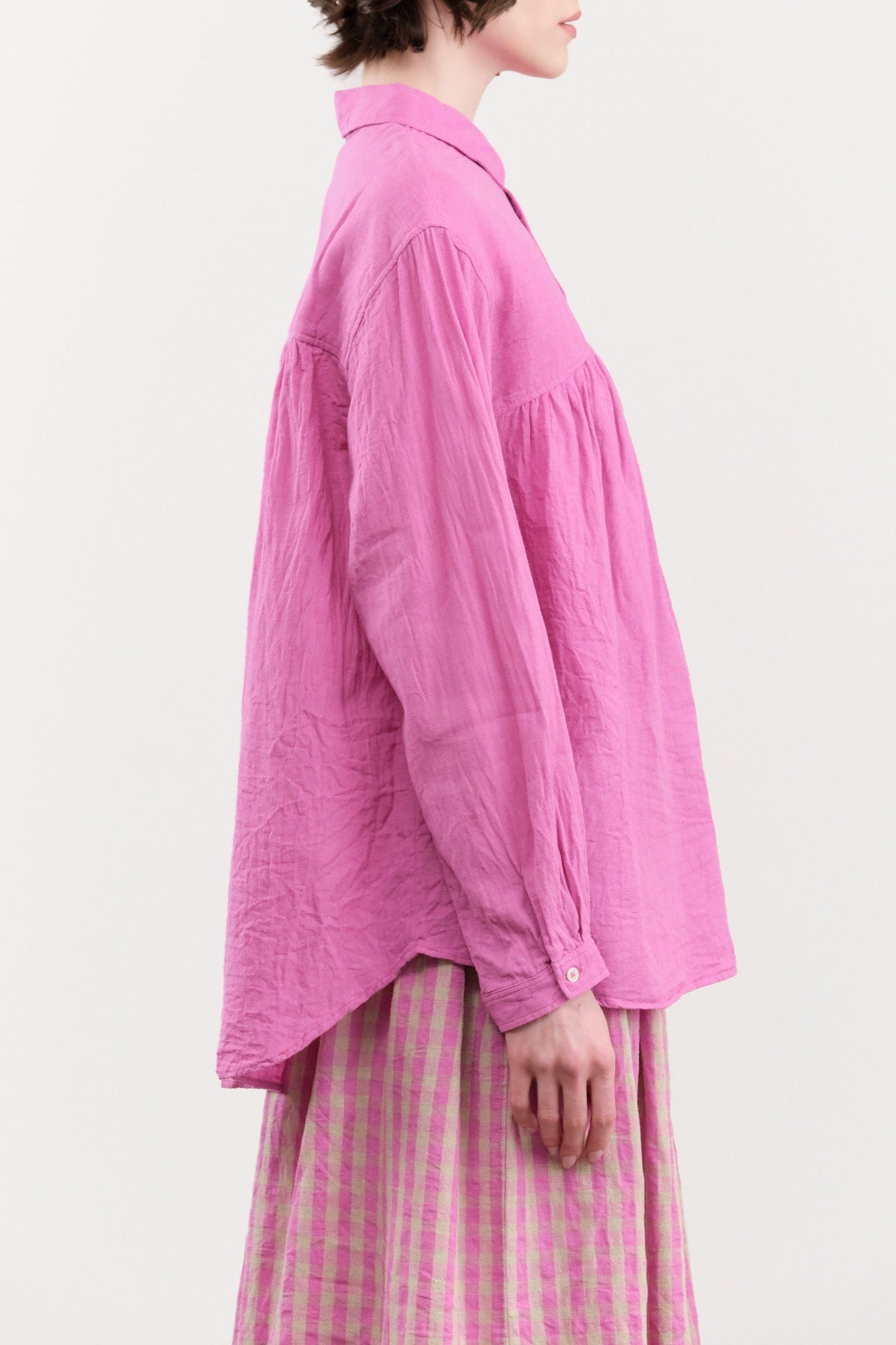 Ichi Antiquities Apparel Womens Blouses Linen Cotton Shirt Pink / One Size