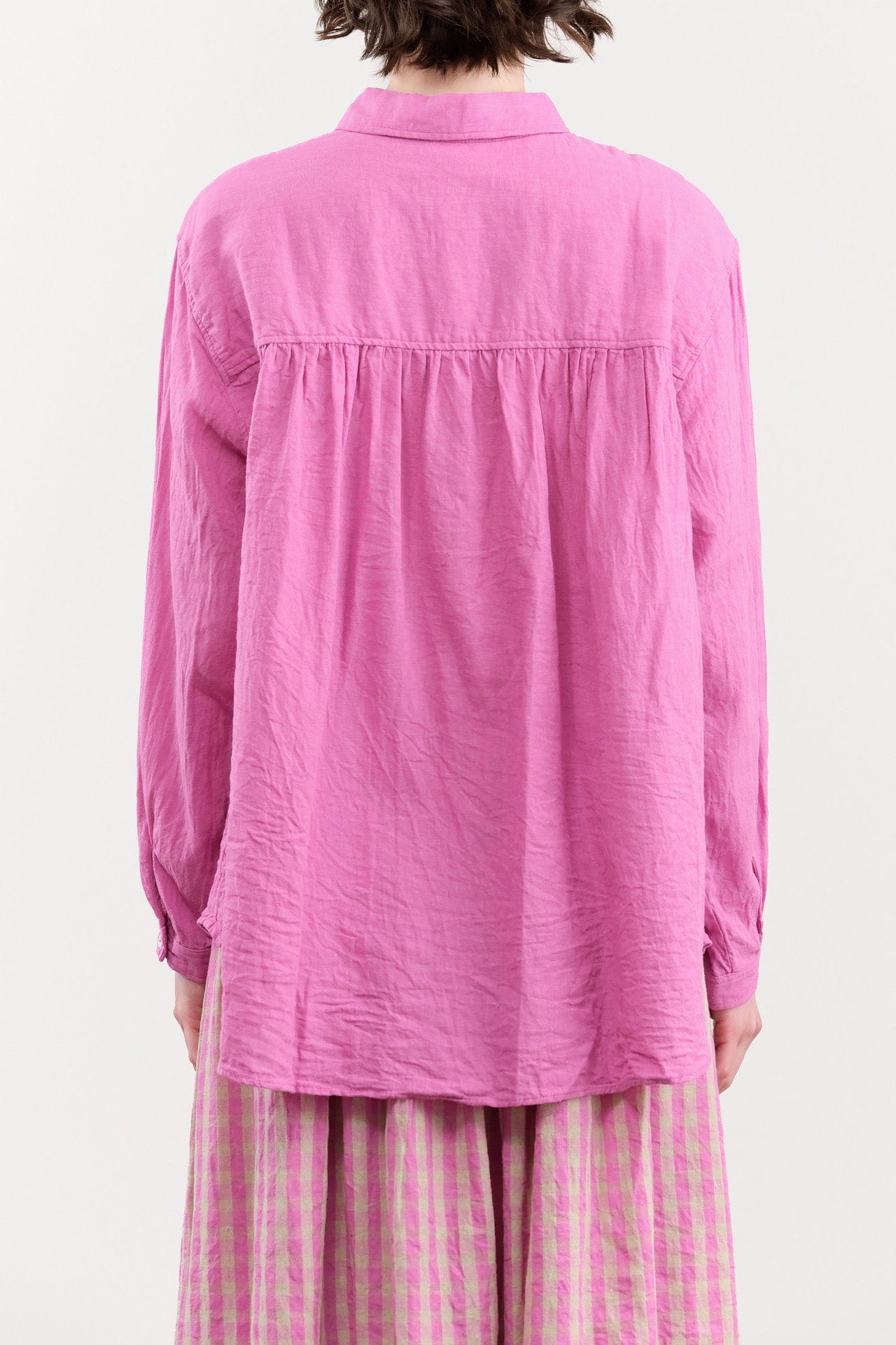 Ichi Antiquities Apparel Womens Blouses Linen Cotton Shirt Pink / One Size