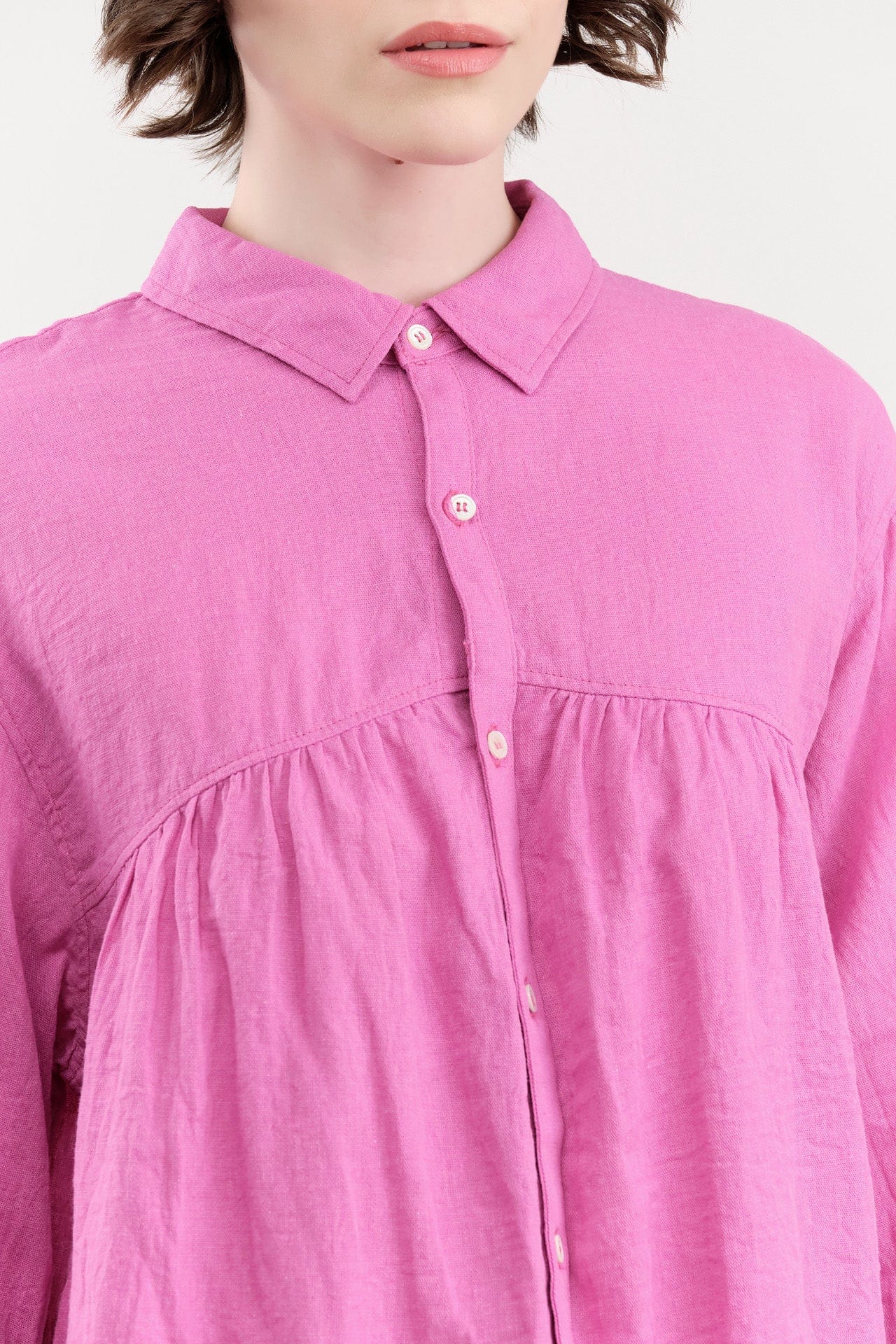 Ichi Antiquities Apparel Womens Blouses Linen Cotton Shirt Pink / One Size