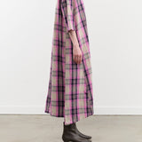 Ichi Antiquities Apparel Womens Dresses Linen Cotton Tartan Dress Pink / One Size