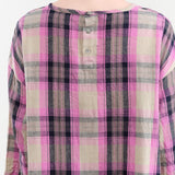 Ichi Antiquities Apparel Womens Dresses Linen Cotton Tartan Dress Pink / One Size