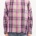 Ichi Antiquities Apparel Womens Blouses Linen Cotton Tartan Shirt Pink / One Size