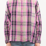 Ichi Antiquities Apparel Womens Blouses Linen Cotton Tartan Shirt Pink / One Size