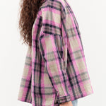 Ichi Antiquities Apparel Womens Blouses Linen Cotton Tartan Shirt Pink / One Size