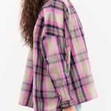 Ichi Antiquities Apparel Womens Blouses Linen Cotton Tartan Shirt Pink / One Size