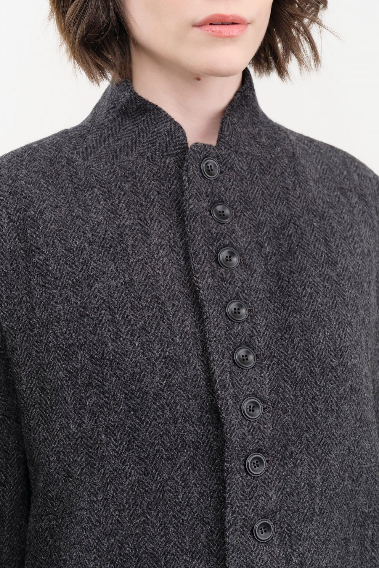 Ichi Antiquities Apparel Womens Jackets Wool Herringbone Jacket Black / One Size