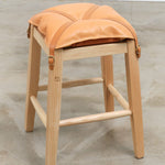Il Bisonte Home Objects Cowhide Stool with Pillow in Naturale Naturale / 14.6" L X 19.6" H X 13.8" D