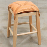 Il Bisonte Home Objects Cowhide Stool with Pillow in Naturale Naturale / 14.6" L X 19.6" H X 13.8" D