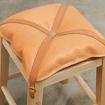 Il Bisonte Home Objects Cowhide Stool with Pillow in Naturale Naturale / 14.6" L X 19.6" H X 13.8" D