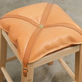 Il Bisonte Home Objects Cowhide Stool with Pillow in Naturale Naturale / 14.6" L X 19.6" H X 13.8" D