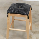 Il Bisonte Home Objects Cowhide Stool with Pillow in Nero Nero / 14.6" L X 19.6" H X 13.8" D