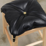 Il Bisonte Home Objects Cowhide Stool with Pillow in Nero Nero / 14.6" L X 19.6" H X 13.8" D