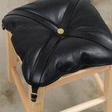 Il Bisonte Home Objects Cowhide Stool with Pillow in Nero Nero / 14.6" L X 19.6" H X 13.8" D