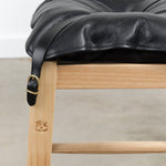 Il Bisonte Home Objects Cowhide Stool with Pillow in Nero Nero / 14.6" L X 19.6" H X 13.8" D