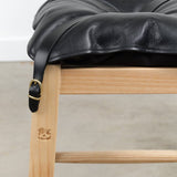 Il Bisonte Home Objects Cowhide Stool with Pillow in Nero Nero / 14.6" L X 19.6" H X 13.8" D