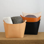 Il Bisonte Home Baskets Cowhide Storage Basket in Caramel Caramel / 16" L X 14.2" H X 8" D