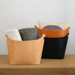 Italian Cowhide Leather Storage Basket 