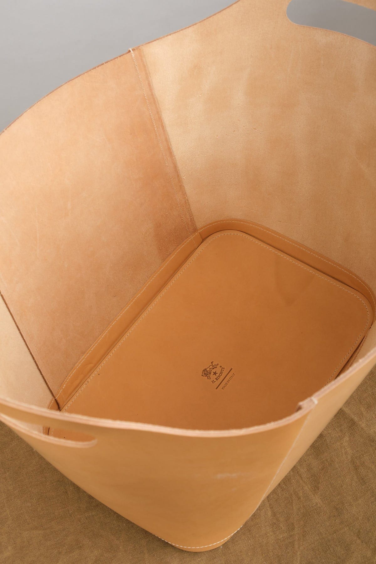 Il Bisonte Cowhide Storage Basket with reinforced base