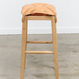 Il Bisonte Home Objects Large Cowhide Stool with Pillow in Naturale Naturale / 14.6" L X 28.3" H X 15.2" D