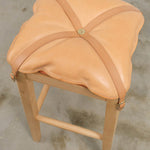 Il Bisonte Home Objects Large Cowhide Stool with Pillow in Naturale Naturale / 14.6" L X 28.3" H X 15.2" D
