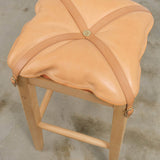 Il Bisonte Home Objects Large Cowhide Stool with Pillow in Naturale Naturale / 14.6" L X 28.3" H X 15.2" D
